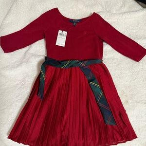 Polo by Ralph Lauren Red Dress with Plaid Belt